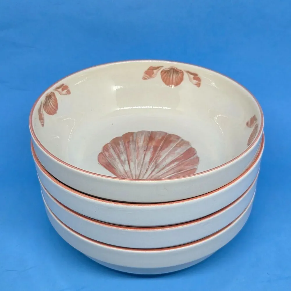 Sangostone Coquille Clam Seashell Soup Cereal Bowls Bowl 6.5 Inch Set Of 4